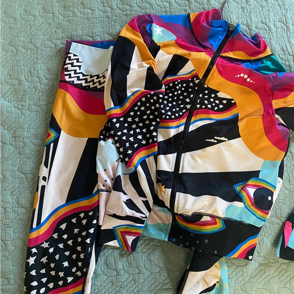 Colorful Abstract Print Jacket and Leggings Set